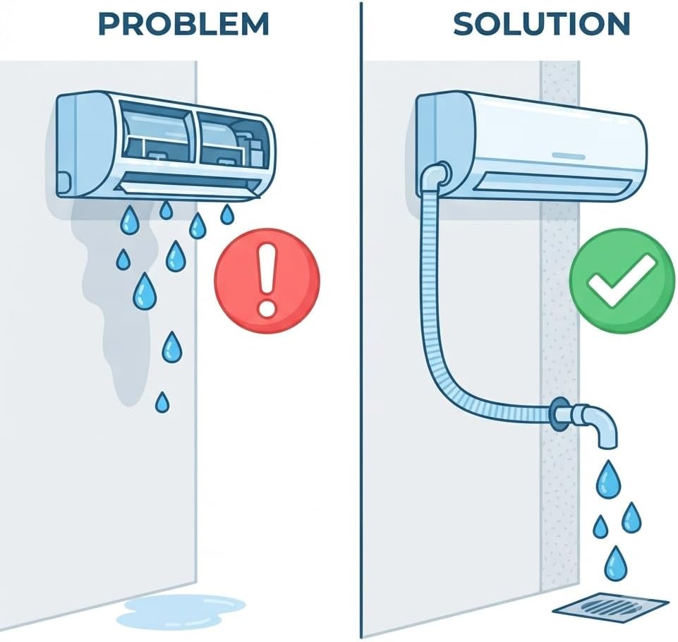 Soluzione per perdite d'acqua dello split con il tubo scarico condensa condizionatore flessibile e spiralato da 20 mm.