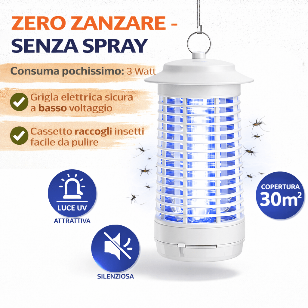 Zanzariera Elettrica a Lanterna 3W Anti Zanzare 30 mq con Gancio - Lemag srl