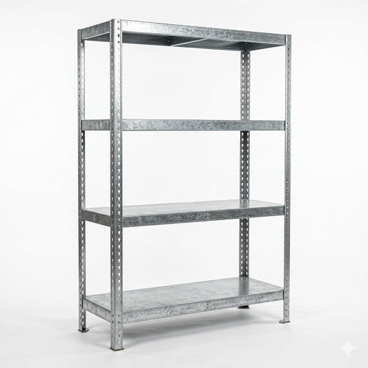 Scaffale in Metallo 4 Ripiani 70x26x127h cm – Scaffalatura in Lamiera Zincata Portata 30 kg per Piano – Scaffale Garage Cantina Magazzino con Fissaggio a Parete Incluso - Lemag srl