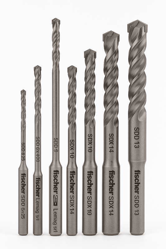 Fischer Punte Trapano SDD SDX Originali SDS Plus Widia Muro Cemento - Lemag srl - Lemag srl