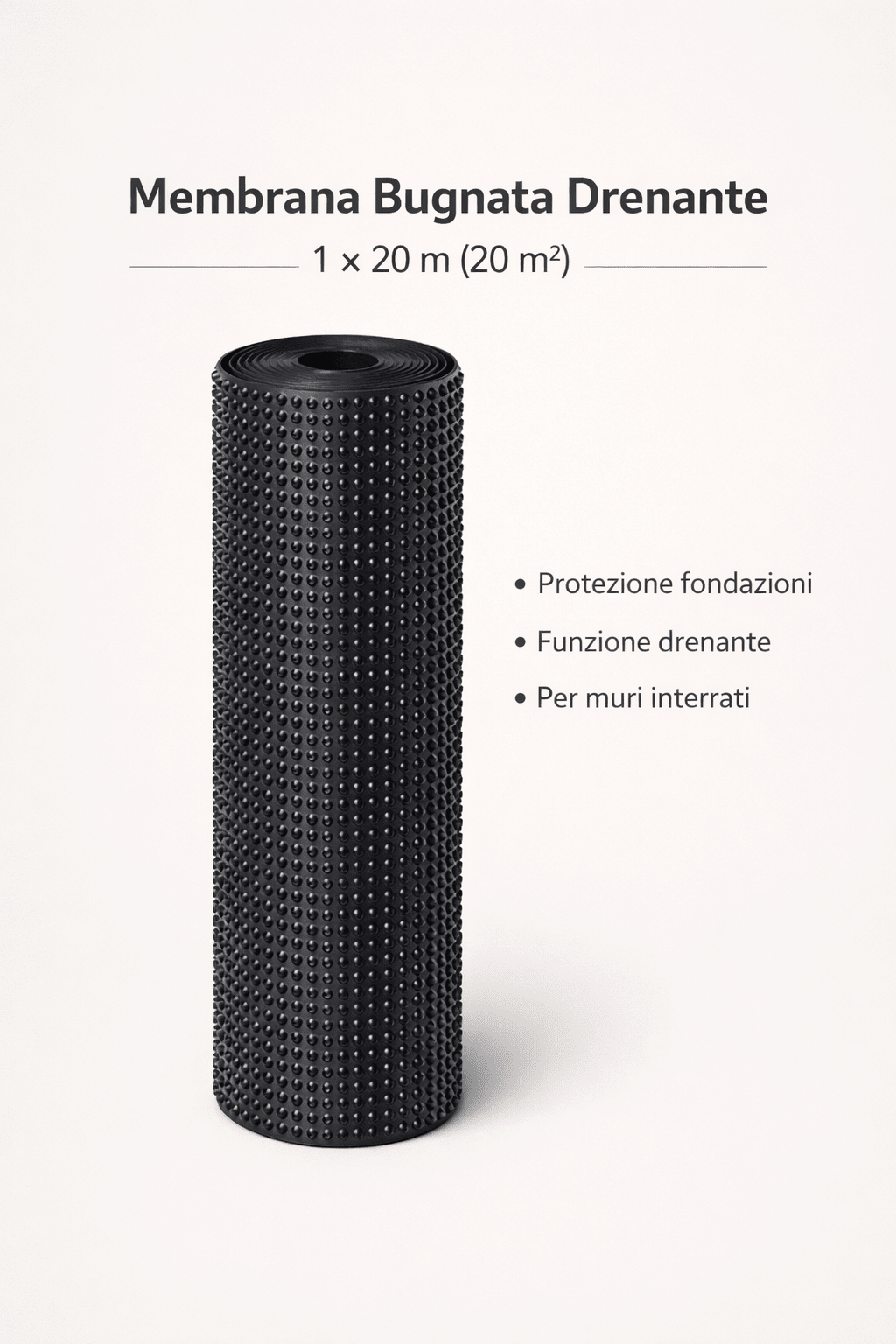 Membrana Bugnata Drenante 1m x 20m (20mq) Protezione Fondazioni Muro - Lemag srl