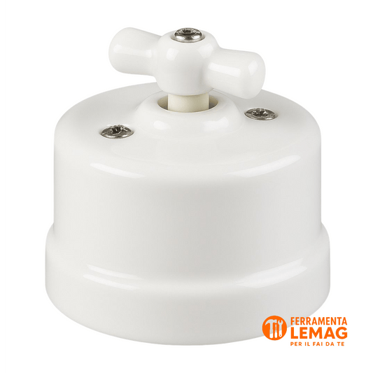 Merlotti 40.427 Pulsante bianco 250V per impianti a vista, semplice e robusto - Lemag srl