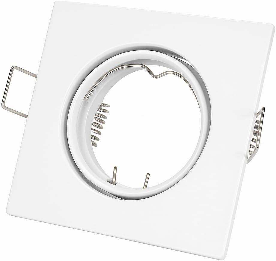 Porta Faretto Orientabile da Incasso Quadrato 82x82 mm – Foro Ø74 mm – Bianco – Lega di Zinco – Per Lampade GU10/MR16 – Interno – CE RoHS - Lemag srl