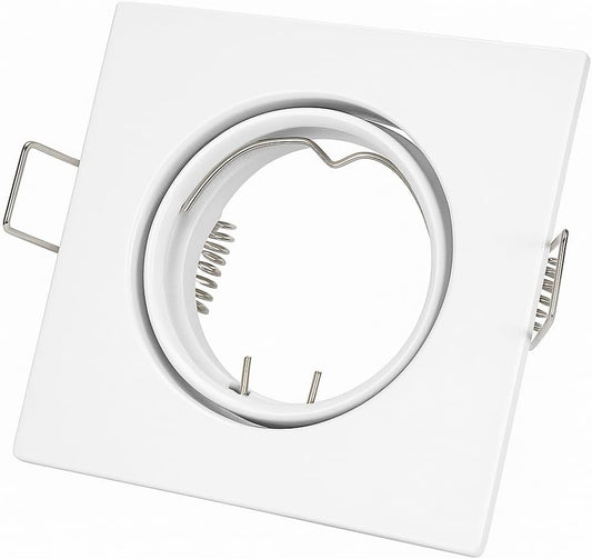 Porta faretto orientabile da incasso quadrato 82x82 mm bianco per lampade GU10 e MR16