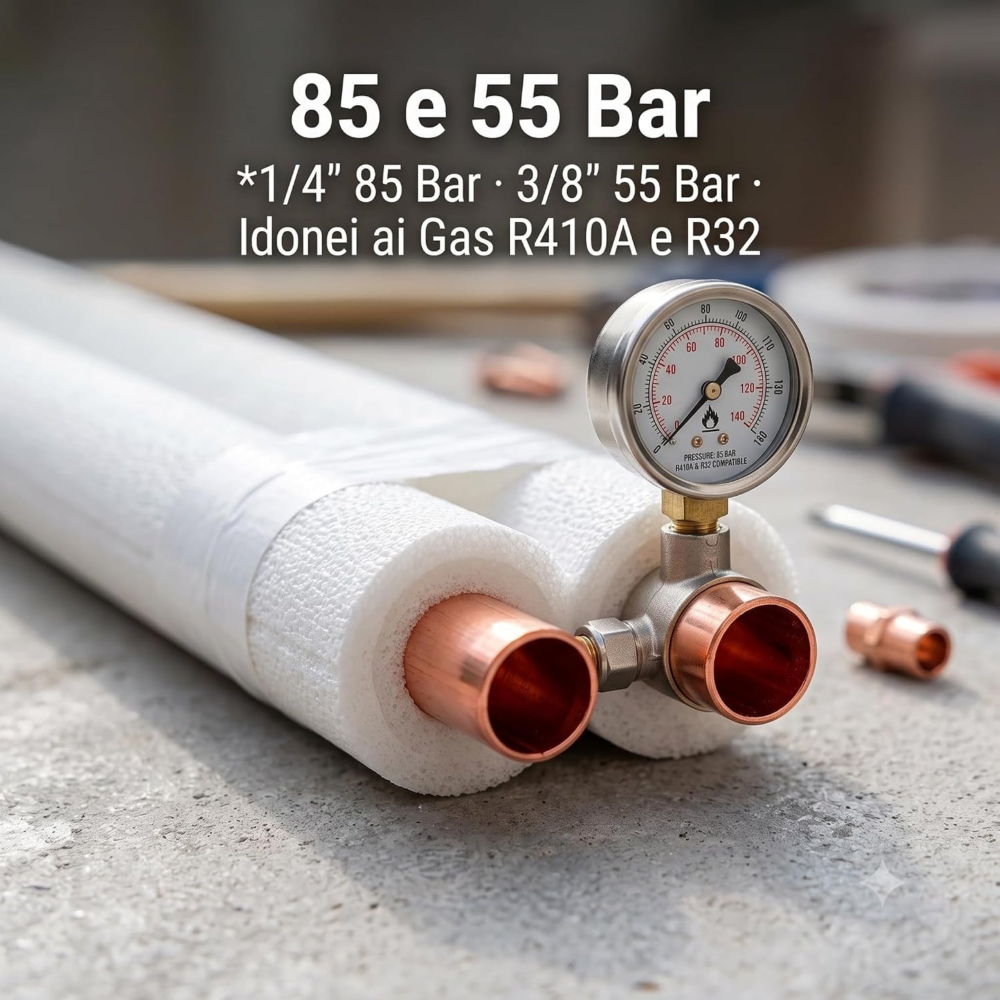 Kit Tubi in Rame Rivestiti per Condizionamento 1/4" e 3/8" – Coppia Tubi Isolati per Climatizzatori Split e Impianti Frigoriferi – 85 e 55 Bar per Gas R410A e R32 – 3, 5, 10 e 15 Metri - Lemag srl