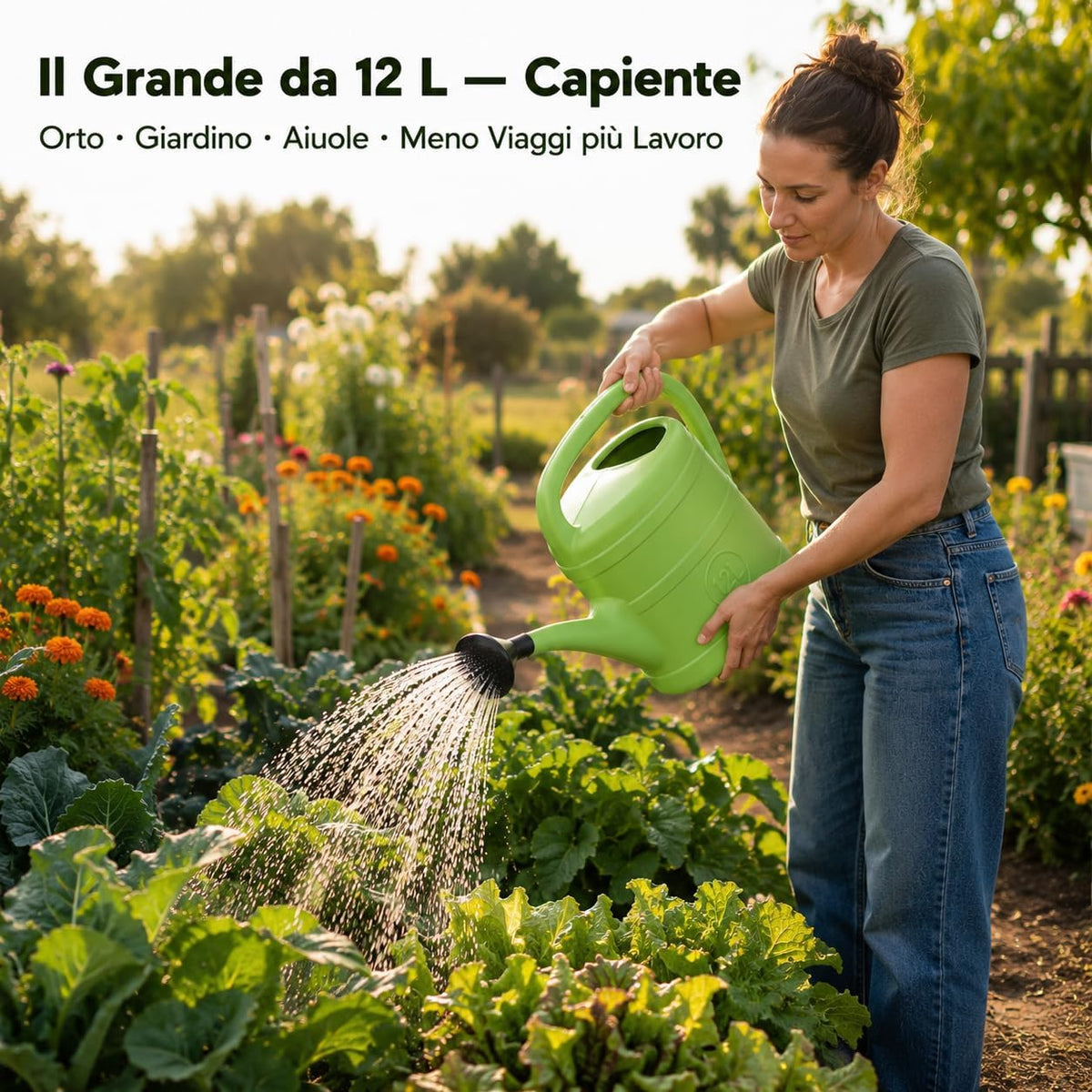 Set 2 Annaffiatoi 6 L + 12 L con Doccetta – Plastica Made in Italy - Lemag srl
