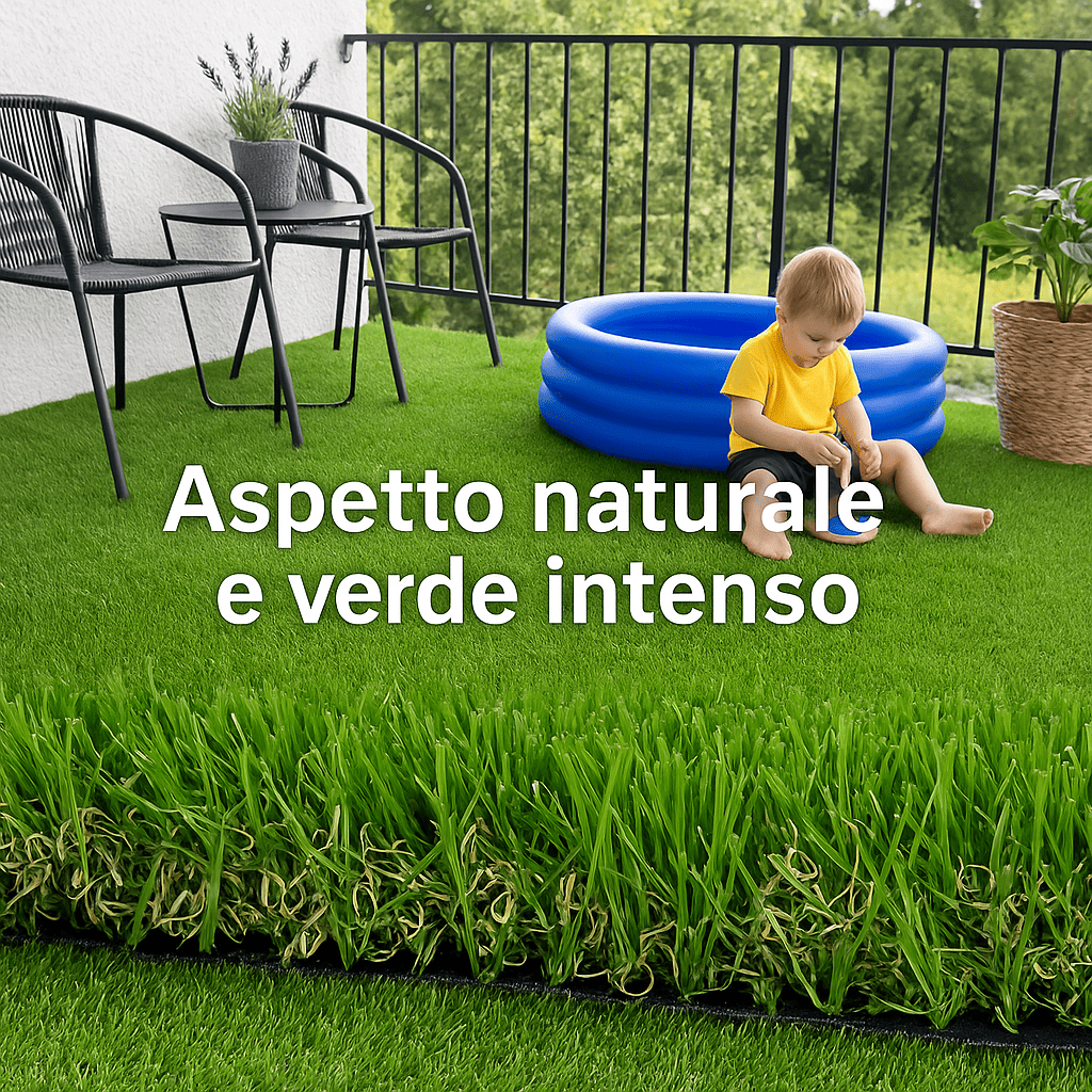 Prato Sintetico Erba Finta 10mm per Esterno 1x5 mt 5Mq – Realistica – Lemag srl - Lemag srl