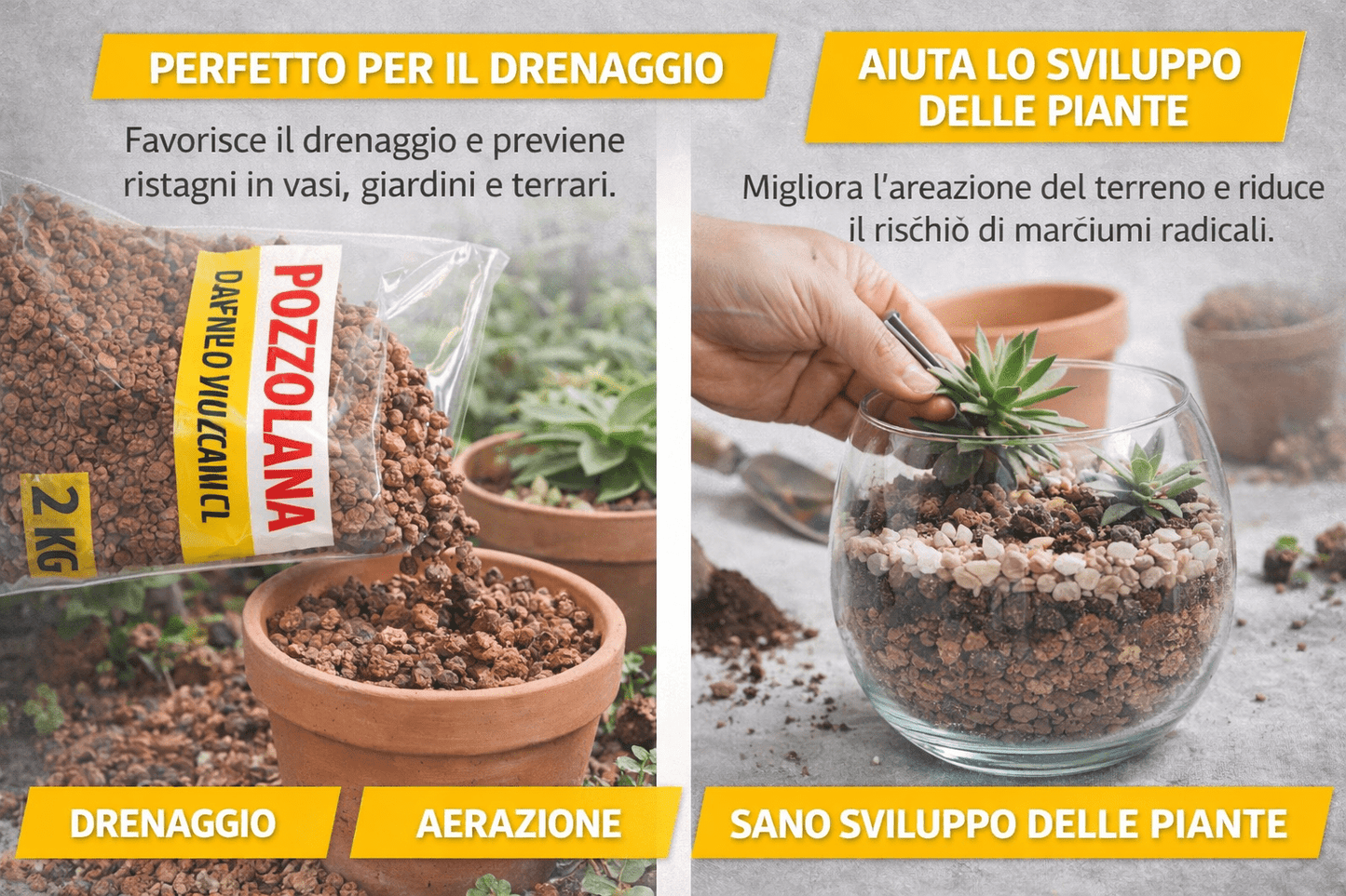 Sacco Pozzolana 2 Kg Lapillo Vulcanico Drenante Per Giardino Vasi Terrari - Lemag srl