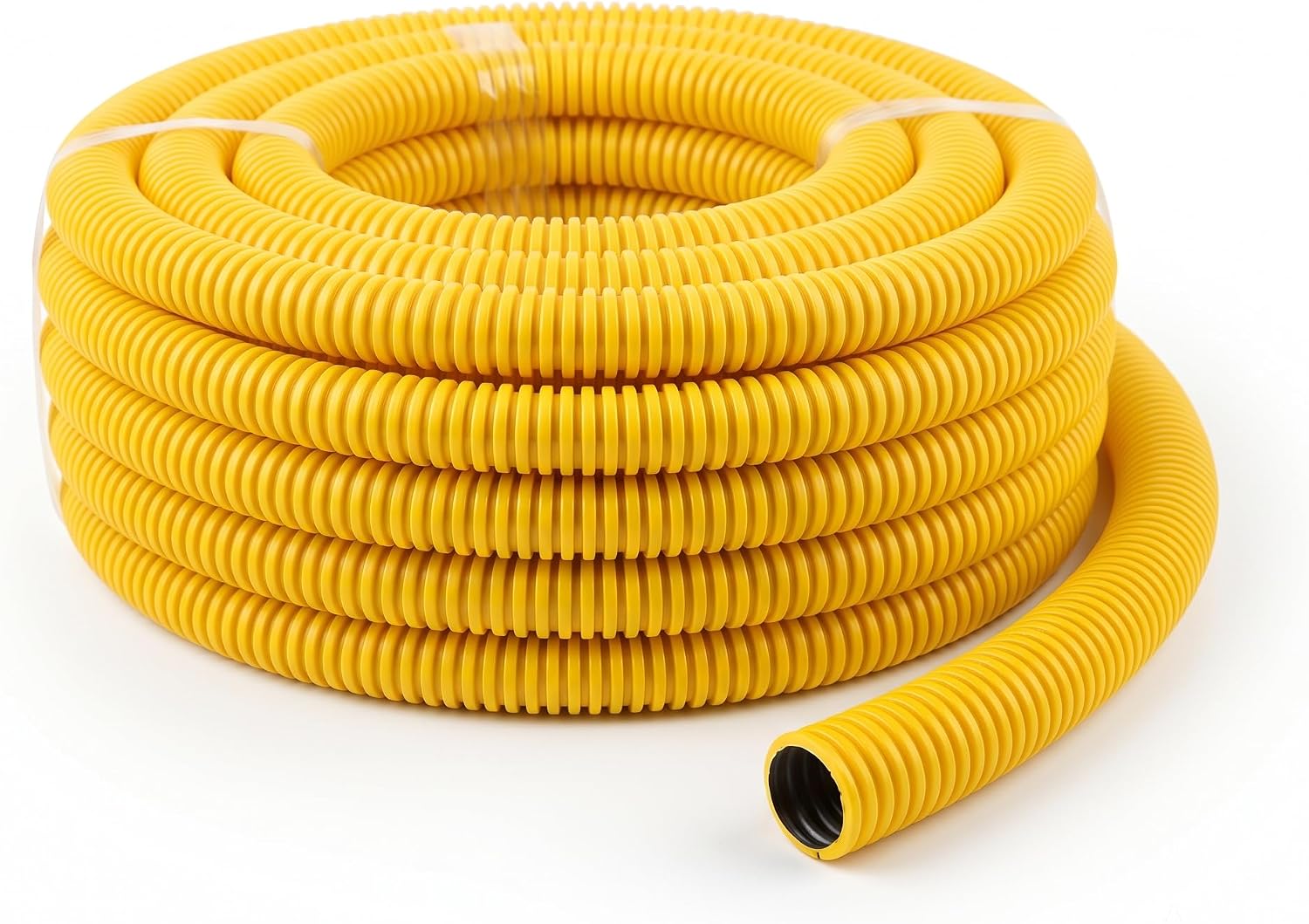 Rotolo di tubo spiralato giallo per gas, guaina protettiva flessibile per impianti a norma UNI 7129