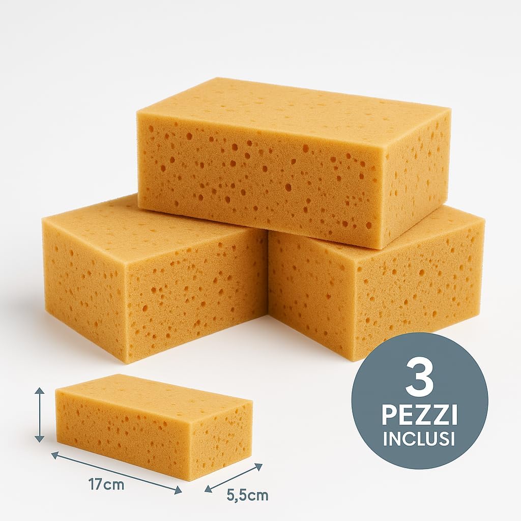 Spugna Lavaggio Auto N.3 Morbida 17x10x5,5 cm Anti - Graffio - Lemag srl