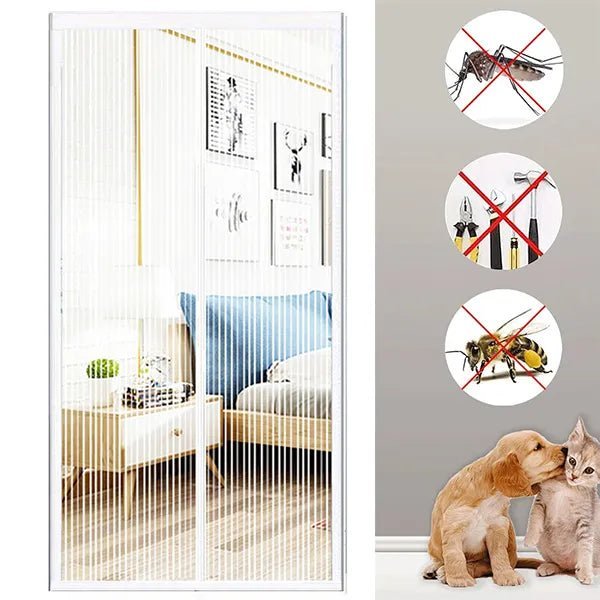 Zanzariera Magnetica Bianca 130x230 cm per Porte e Balconi, Facile Installazione - Lemag srl