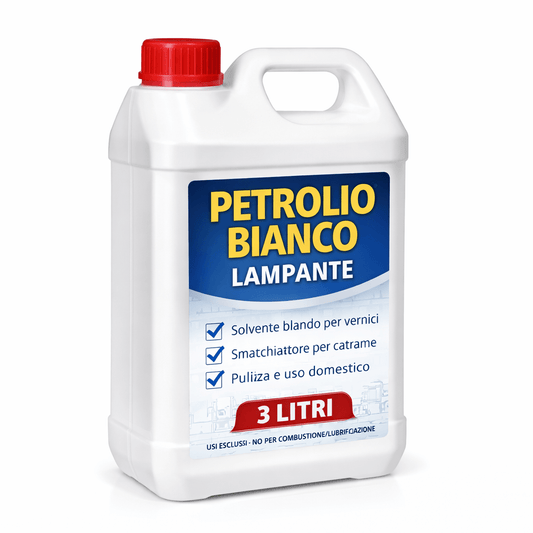 Petrolio Bianco Lampante 3 Litri Solvente per Pulizia Smacchiatore Catrame Liquido Incolore Limpido per Vernici e Uso Domestico - Lemag srl