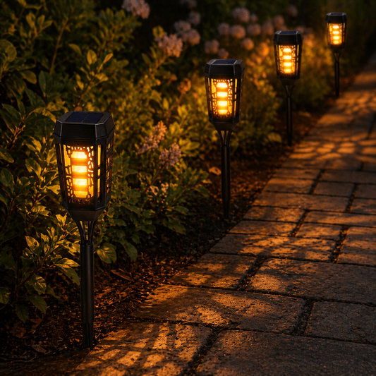 Flame Solare con Picchetto 43 cm 1700K 2W IP44 Effetto Fiamma per Giardino Vialetti Esterni - Lemag srl