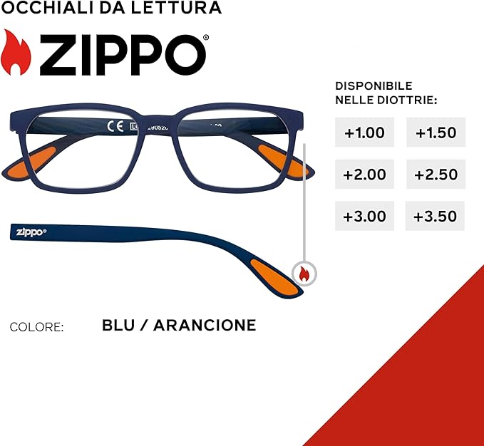 ZIPPO Occhiali da Lettura Soft Touch +1.00/+2.50 - Flessibili & Comodi - Lemag srl - Lemag srl