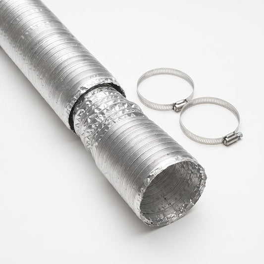 Tubo Estensibile Flessibile per Aerazione con 2 Fascette in Acciaio in Omaggio – Tubo Flessibile per Cappe Aeratori e Ventilazione da 80 a 300 cm – Vari Diametri – per Aspirazione e Sfiato - Lemag srl