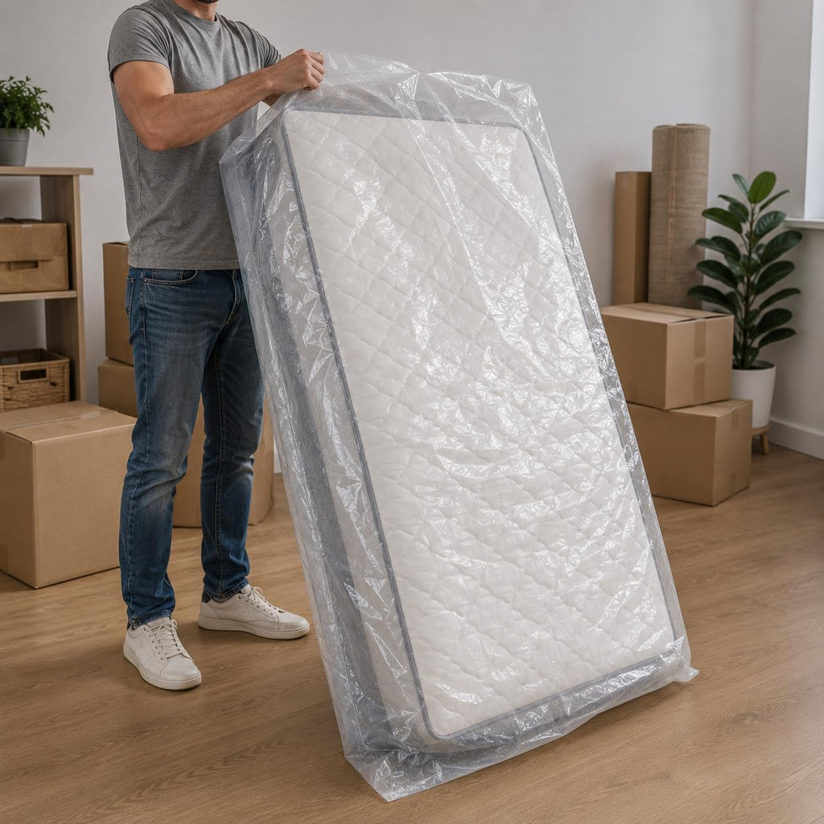 Sacco Conserva Materasso 80x220 cm con Soffietto 10+10 cm Custodia Protettiva Salvaspazio Trasloco - Lemag srl
