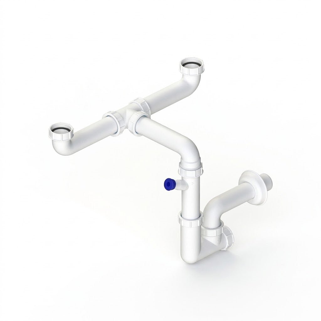 Sifone per Vasca da Bagno 1 Pollice e Mezzo x 40-50 mm - Profilo Ribassato per lo Spazio Sotto la Vasca - Uscita Adattabile ai Due Diametri Piu Diffusi - Lemag srl