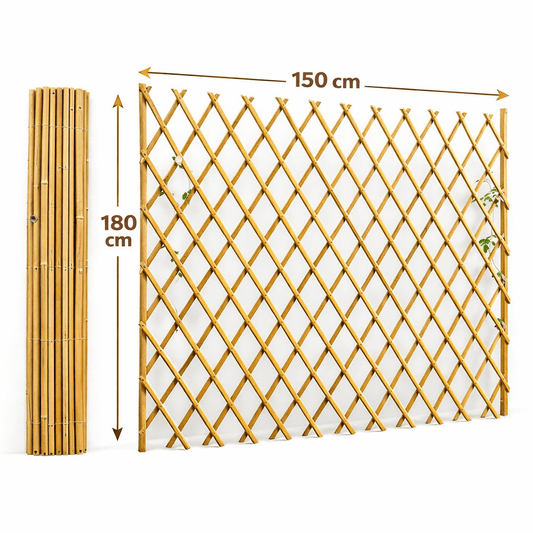 Traliccio Bamboo Estensibile 150x180 cm Grigliato per Piante Balcone Giardino - Lemag srl