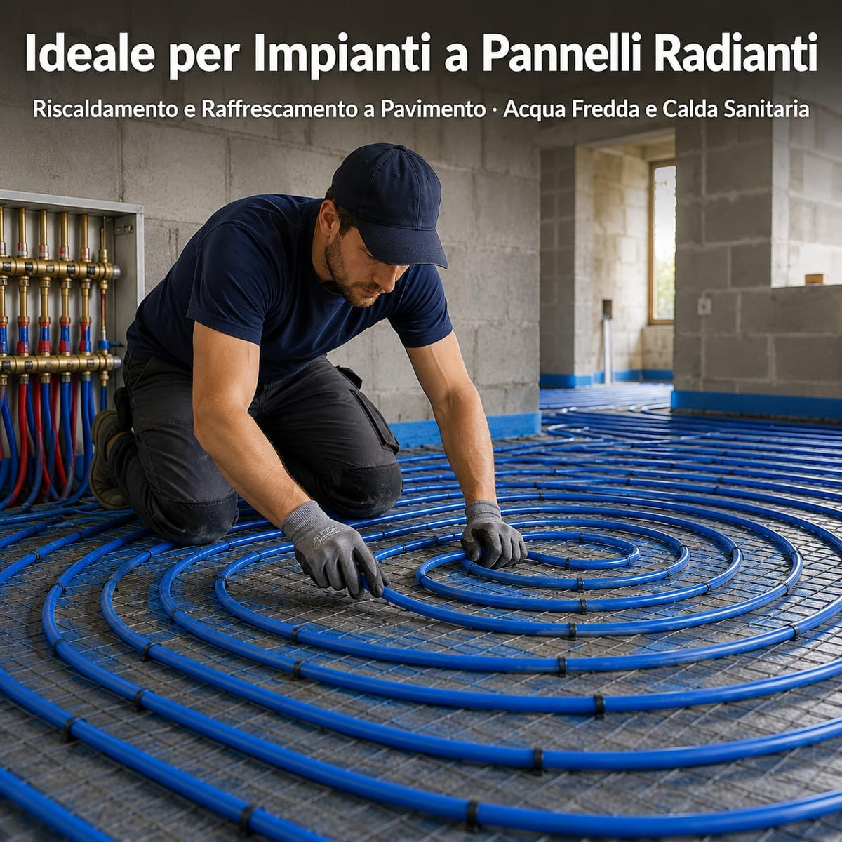 Tubo Multistrato PE-RT/AL/PE-RT Ø16x2mm Rotolo – Rivestimento Blu Acqua Fredda | Impianti Idraulici Riscaldamento Sanitari | Alta Pressione e Temperatura | Made in Italy - Lemag srl
