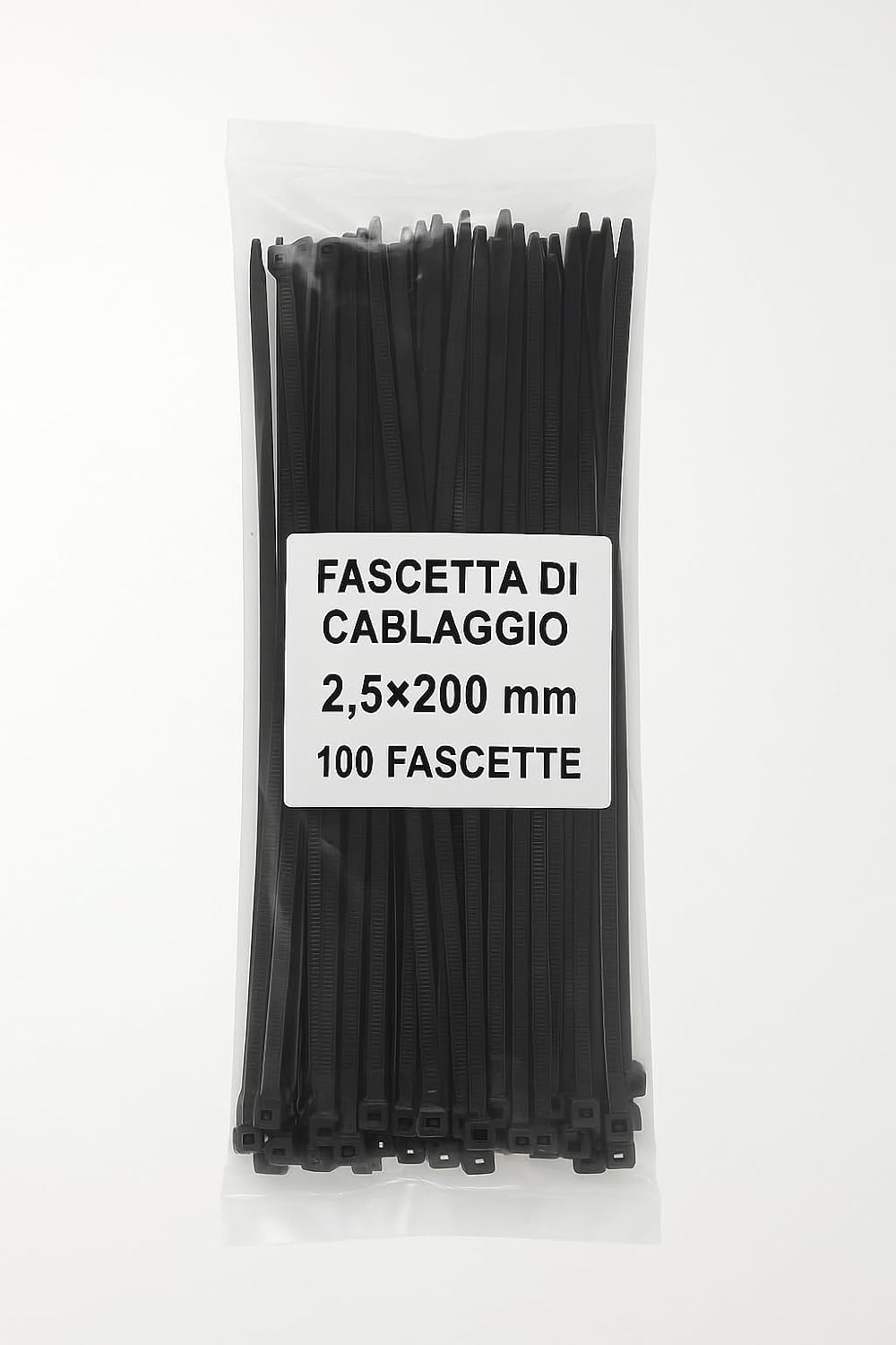 Set 100 Fascette di Cablaggio 2,5×200 mm – Nere – Nylon Resistente ai Raggi UV – Chiusura a Cricchetto per Elettricità, Fai-da-Te e Giardinaggio - Lemag srl