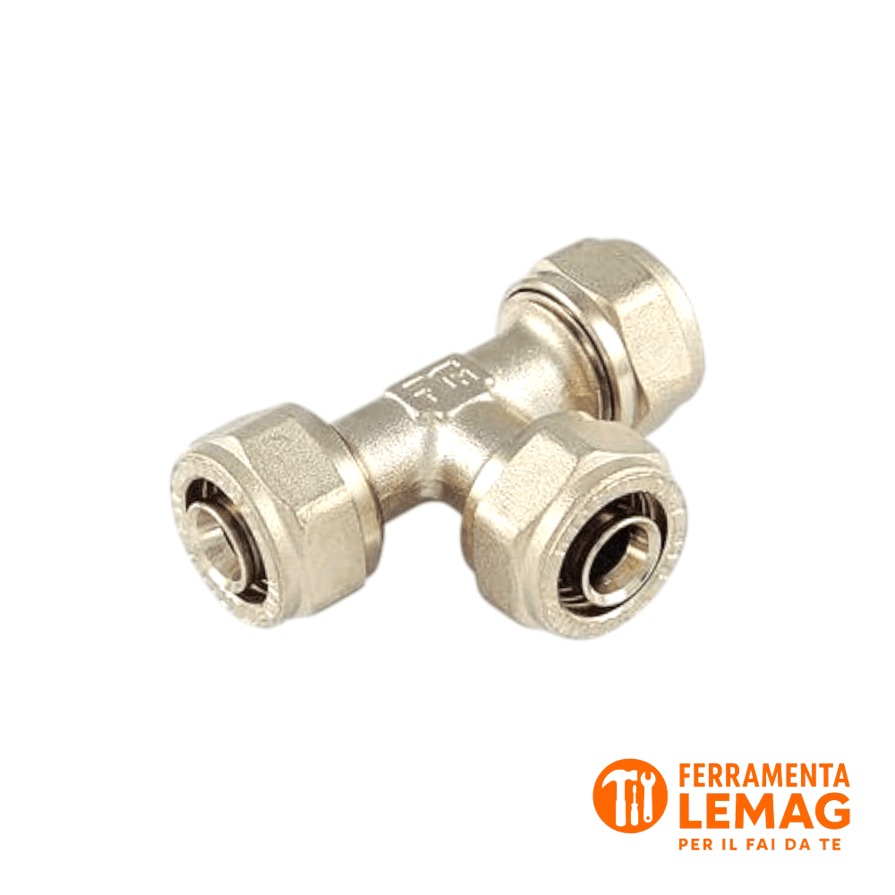 Tee a Compressione per Tubo Multistrato TM Ø16 (2,0) mm, Giunto Raccordo Flessibile - Lemag srl - Lemag srl