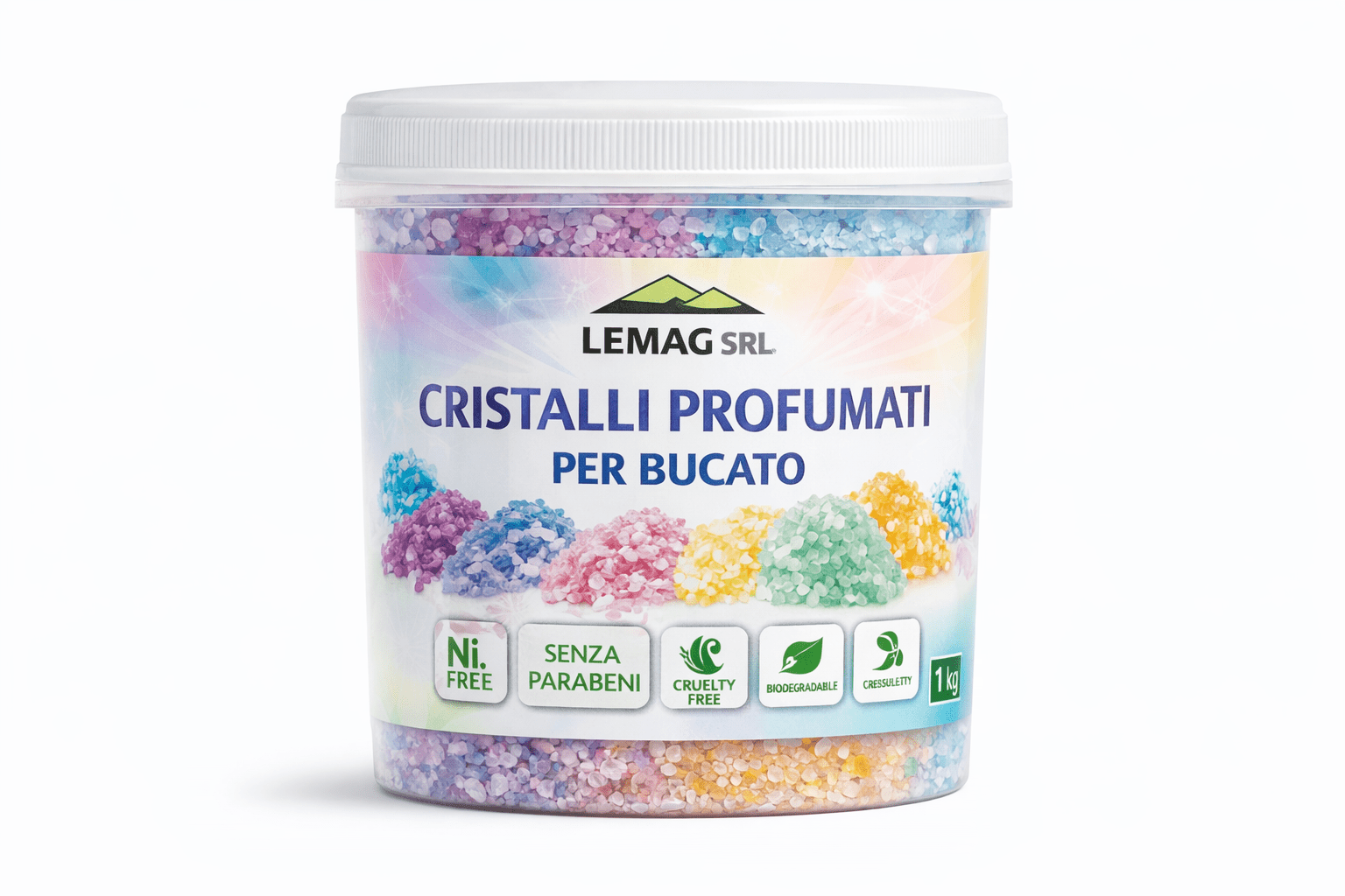 Cristalli Profumati Bucato 1 Kg con Percarbonato – Ammorbidente Naturale e Candeggiante Delicato – Nickel Free – LEMAG SRL - Lemag srl