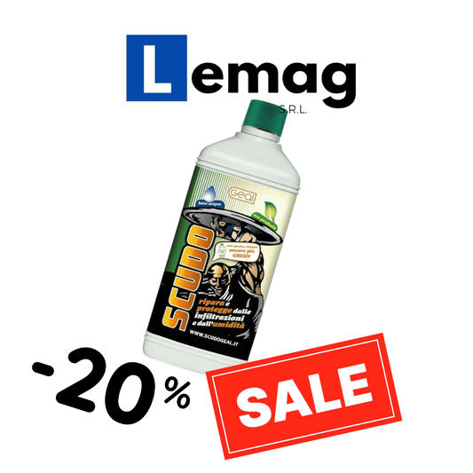 GEAL SCUDO. Idrorepellente Anti Infiltrazioni Base Acqua. Elimina Infiltrazioni per Terrazze, Pavimenti e Rivestimenti. 1 Litro rivestimenti. 1 Litro - Lemag srl