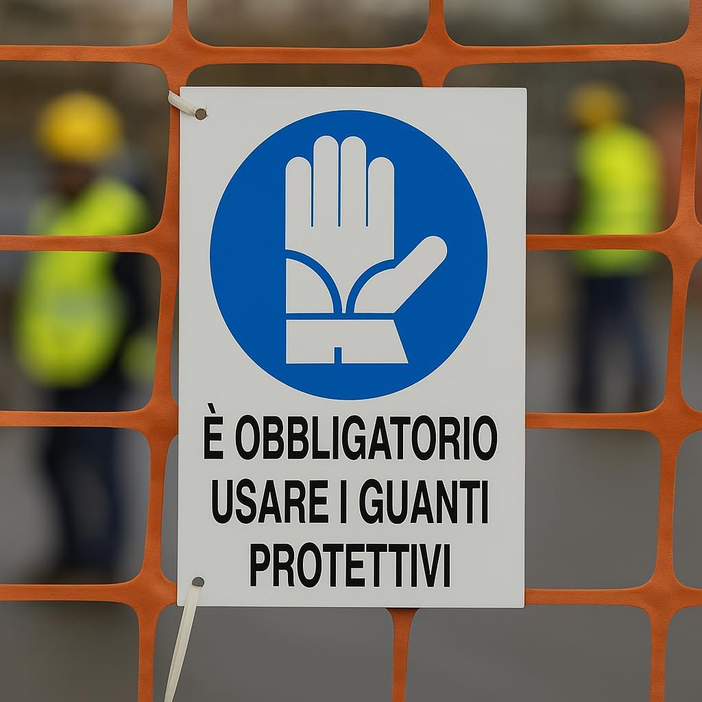 Cartello Obbligatorio USARE I GUANTI PROTETTIVI 35x33 cm – Segnaletica di Sicurezza per Cantieri, Aziende, Officine e Laboratori – Resistente, Facile da Fissare - Lemag srl