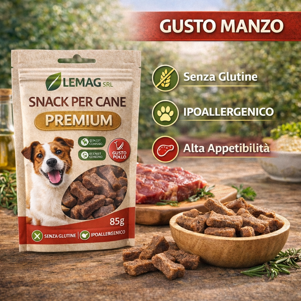 Snack per Cane Premium 5 Confezioni da 85 g Senza Glutine Ipoallergenico Addestramento LEMAG SRL - Lemag srl