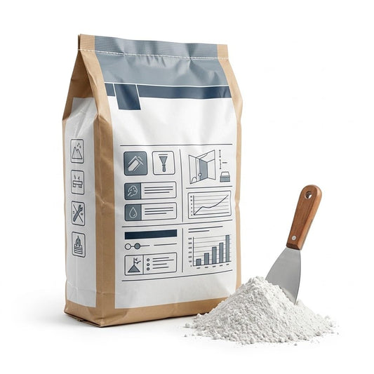 Confezione di stucco in polvere per cartongesso K5G con spatola e polvere per rasatura e giunti.