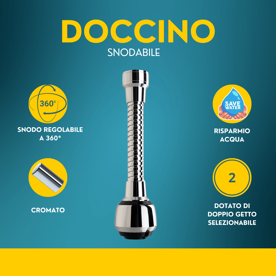 2x Doccino Rubinetto Flessibile Ottone Nero Orientabile Universale - Lemag srl