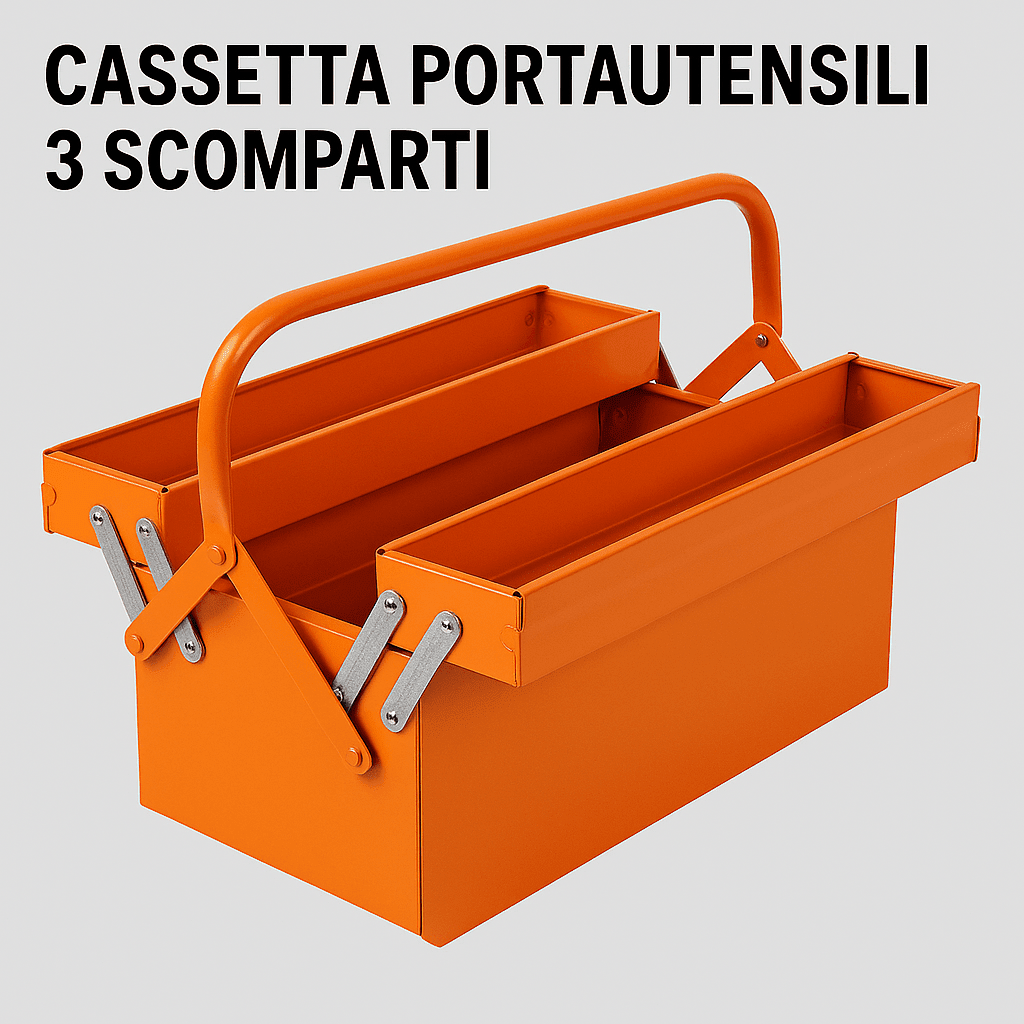 Cassetta Portautensili 3 Scomparti in Metallo – Professionale Robusta - Lemag srl