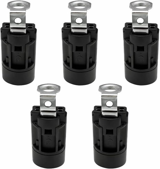 Portalampada E14 per candela Ø 24 mm lunghezza 65 mm, confezione 5 pezzi