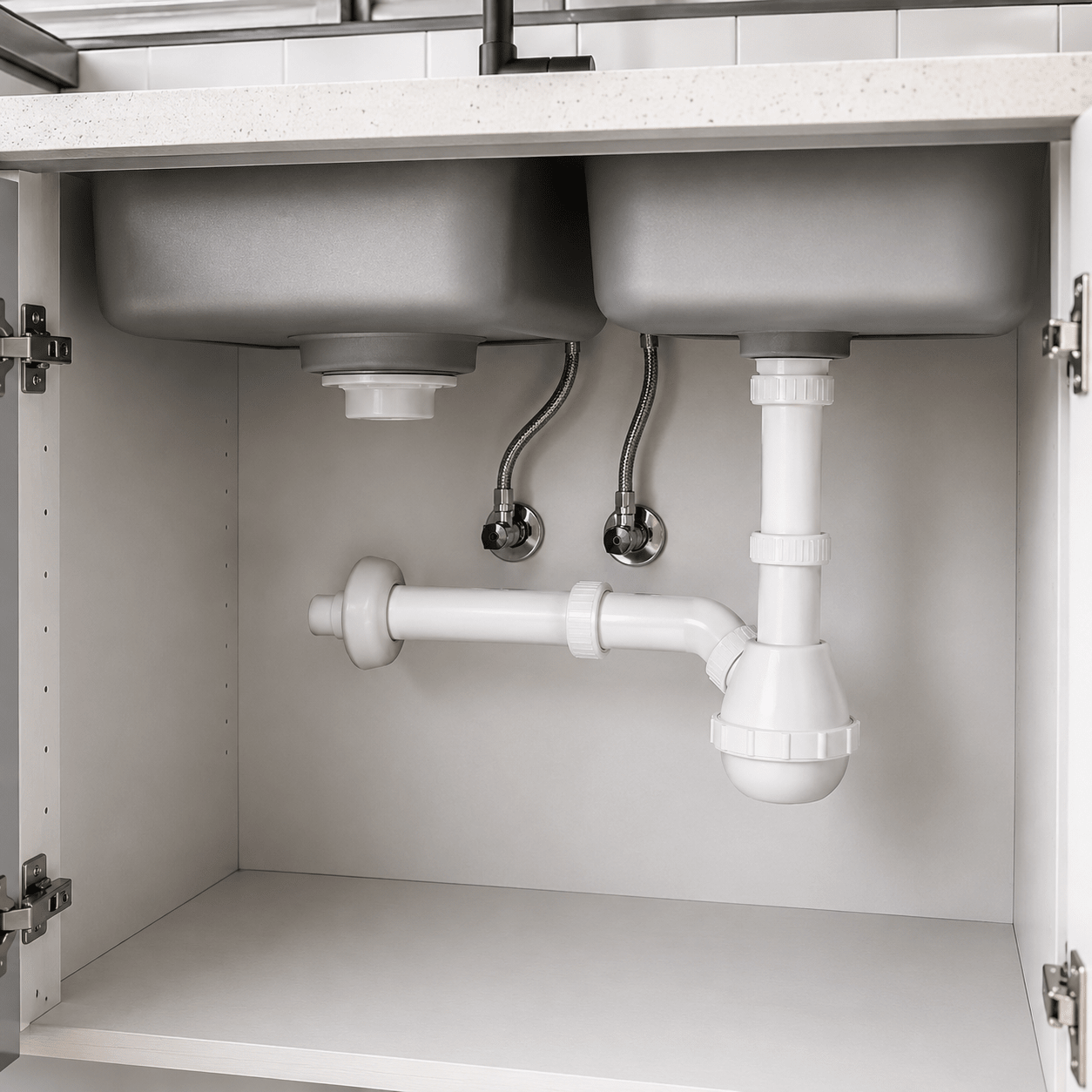 Sifone per Lavello Cucina 1 Via "Francia" – Attacco 1"1/2 | Scarico Ø32/40 mm | Sifone Cucina Universale Anti - Odore | Facile Installazione Fai da Te - Lemag srl