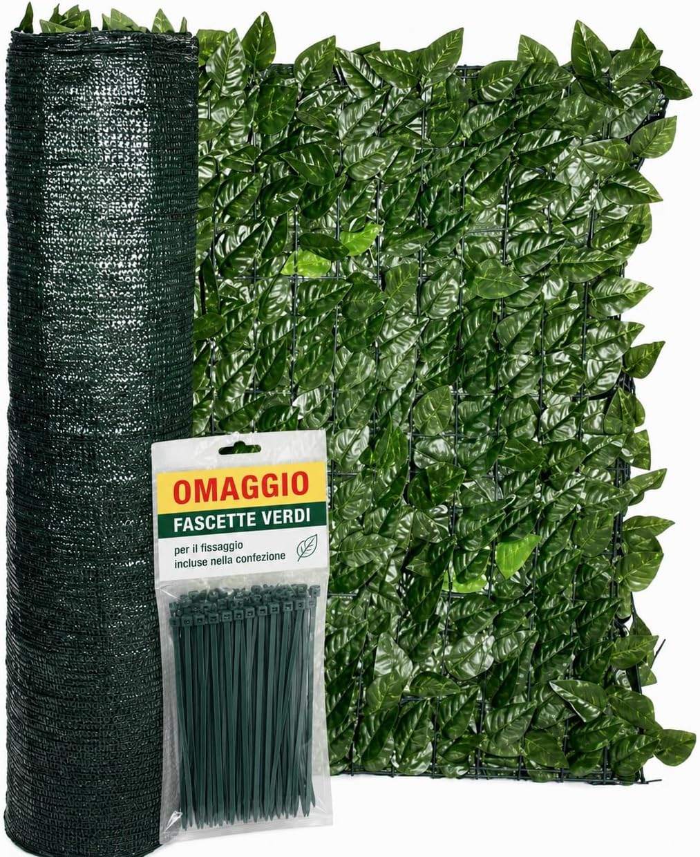 Siepe Artificiale Edera 1x3 m con Rete Ombreggiante PVC Foglie Decorative per Recinzioni Balconi Giardino Privacy Schermo Verde - Lemag srl