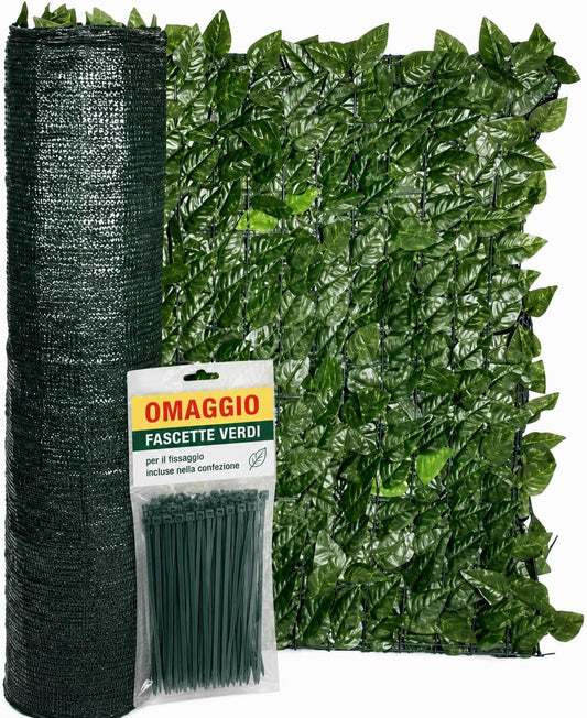 Siepe Artificiale Edera 1x3 m con Rete Ombreggiante PVC Foglie Decorative per Recinzioni Balconi Giardino Privacy Schermo Verde - Lemag srl