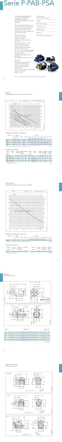 LOWARA P Pompa periferica PM70/A 0,75KW / 1,1HP 1x220-240V 50HZ - Lemag srl