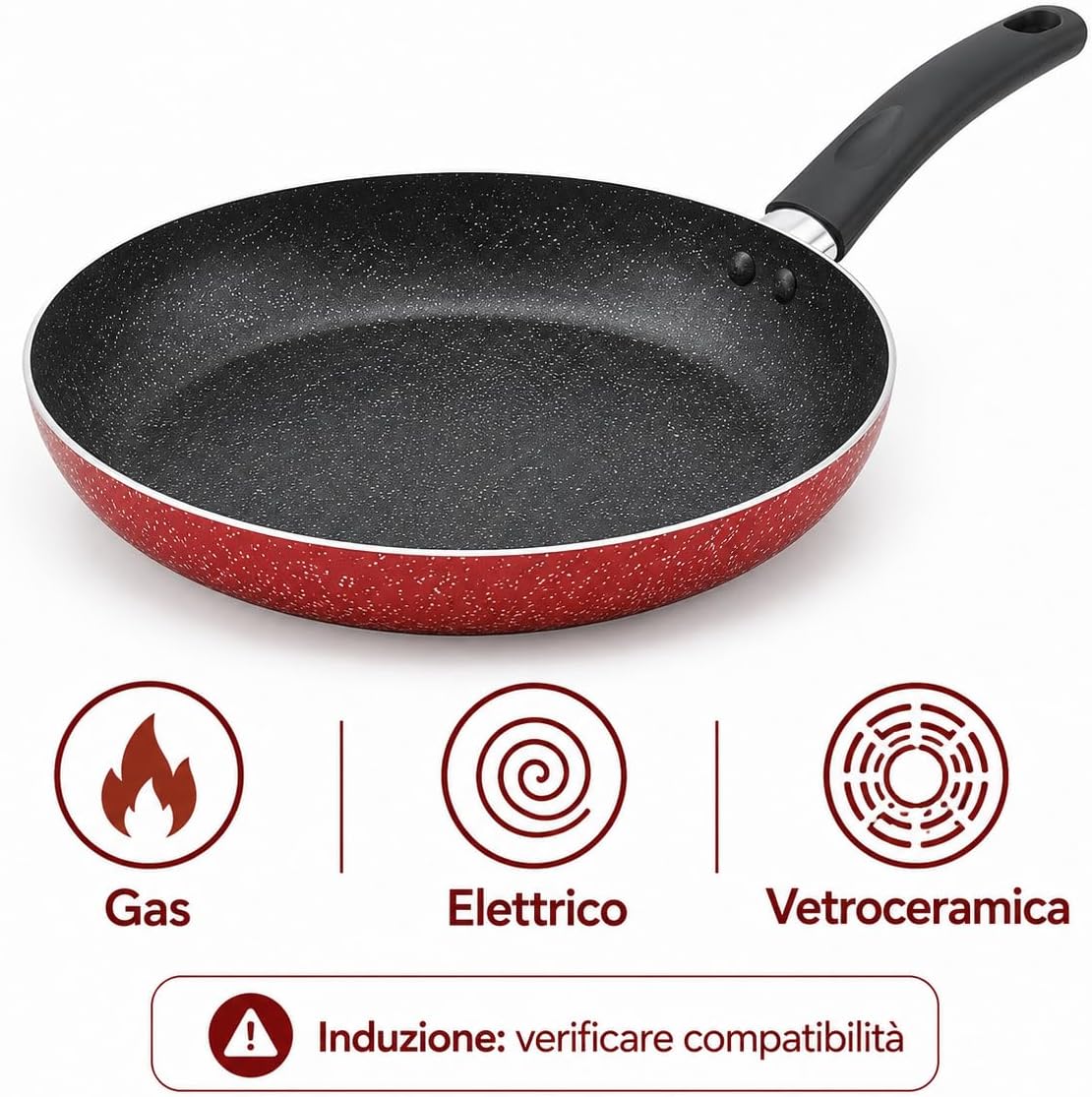Set 3 Padelle Antiaderenti Casaconté 16-20-26cm – Spessore 1,4mm | Alluminio | Tre Misure per Ogni Cottura | Manico Ergonomico | Set Cucina Completo | Made in Italy - Lemag srl