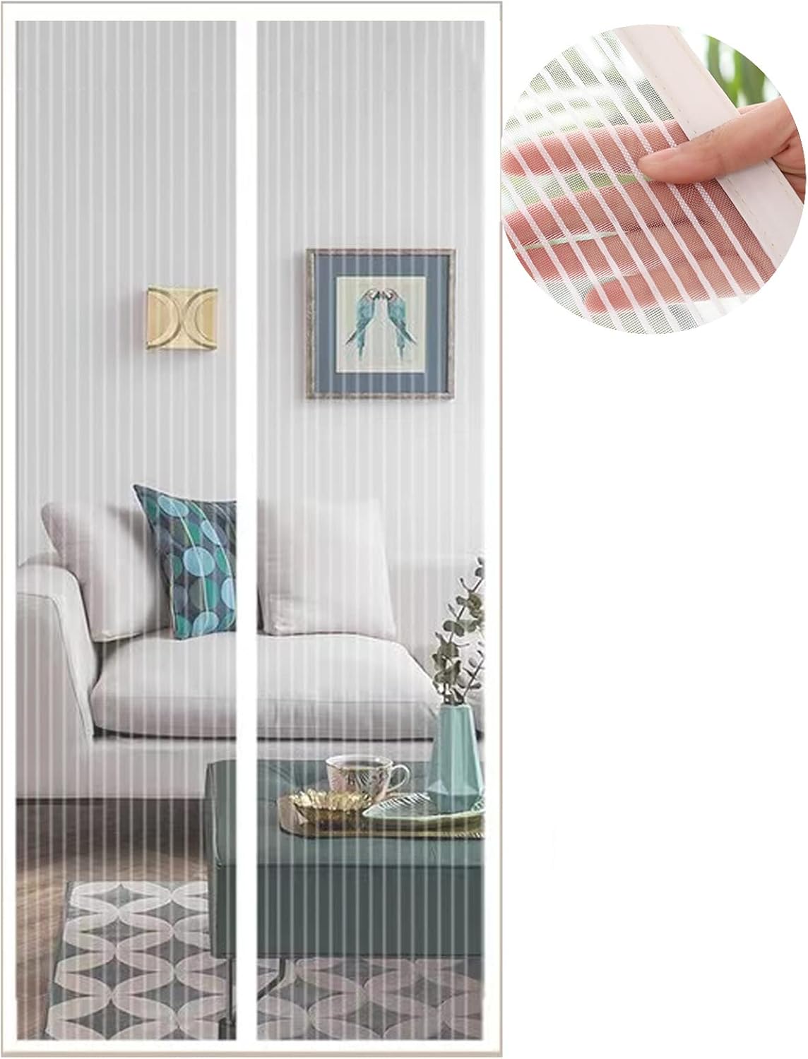 Zanzariera Magnetica Bianca 130x230 cm per Porte e Balconi, Facile Installazione - Lemag srl
