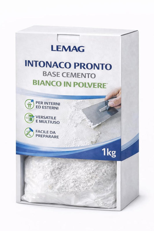 Intonaco Pronto Cemento Bianco 1 Kg – Per Interni ed Esterni – Riparazione Muri e Stuccature – Lemag SRL - Lemag srl