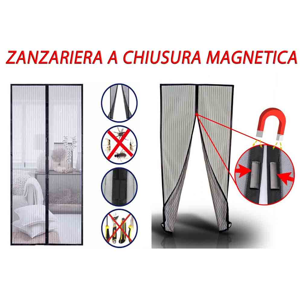 Zanzariera Magnetica Grigia 130x230 cm per Porte e Balconi - Facile Installazione - Lemag srl