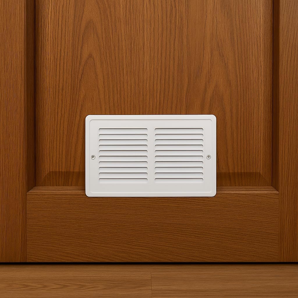 Griglia di Ventilazione 15×20 cm in ABS – Alette Inclinate Fisse e Rete Interna – Installazione a Parete o Porta - Lemag srl