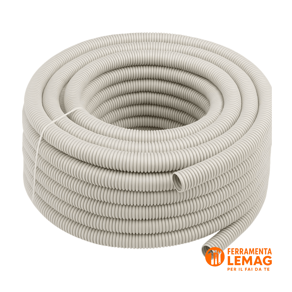 Guaina spiralata flessibile Ø16 mm in PVC grigio, 10 m per impianti elettrici - Lemag srl