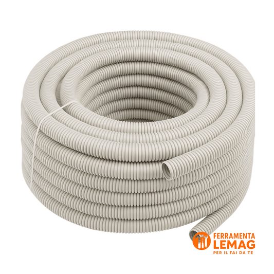 Guaina spiralata flessibile Ø16 mm in PVC grigio, 10 m per impianti elettrici - Lemag srl