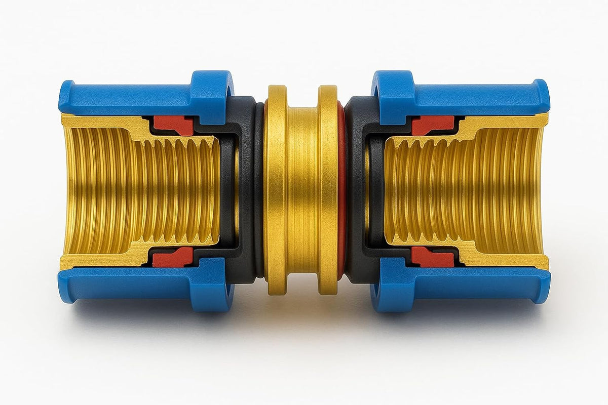 Raccordo a Pressione Dritto Doppio 16x20 mm per Tubi Multistrato – Ottone Nichelato Anticorrosione – Installazione Rapida e Sicura | LEMAG SRL - Lemag srl