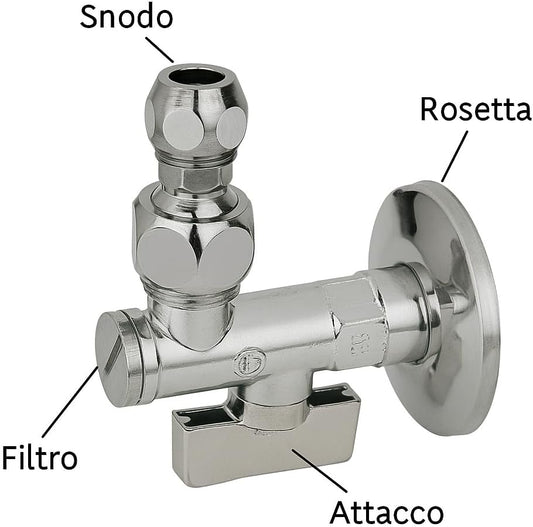 Rubinetto Sottolavabo 1/2" x 10 mm Snodo Orientabile Ottone - Lemag srl