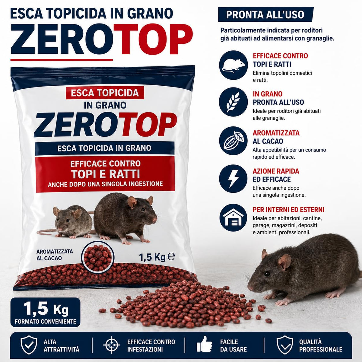 Kit Derattizzazione Esca Pasta Fresca 3x150 g + Casetta Trappola - Lemag srl