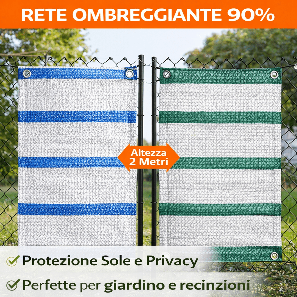 Rete Ombreggiante 90% con Asole Rinforzate HDPE Altezza 2 tm Vari Colori 5mt - Lemag srl