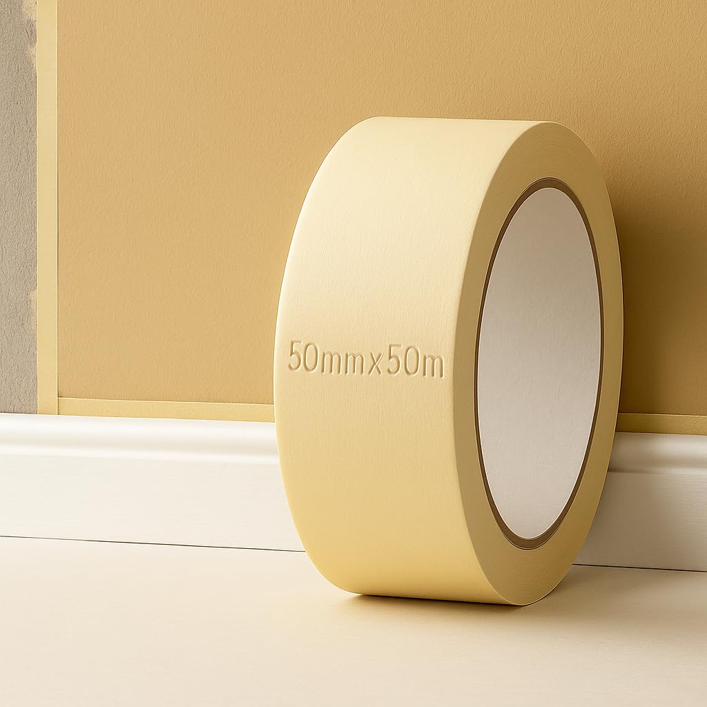 Set 3 Rotoli Nastro Carta per Mascheratura 50mm x 50m – Nastro Adesivo Professionale per Imbianchini, Verniciatura, Protezione Superfici, Fai-da-te – Resistente e Preciso - Lemag srl