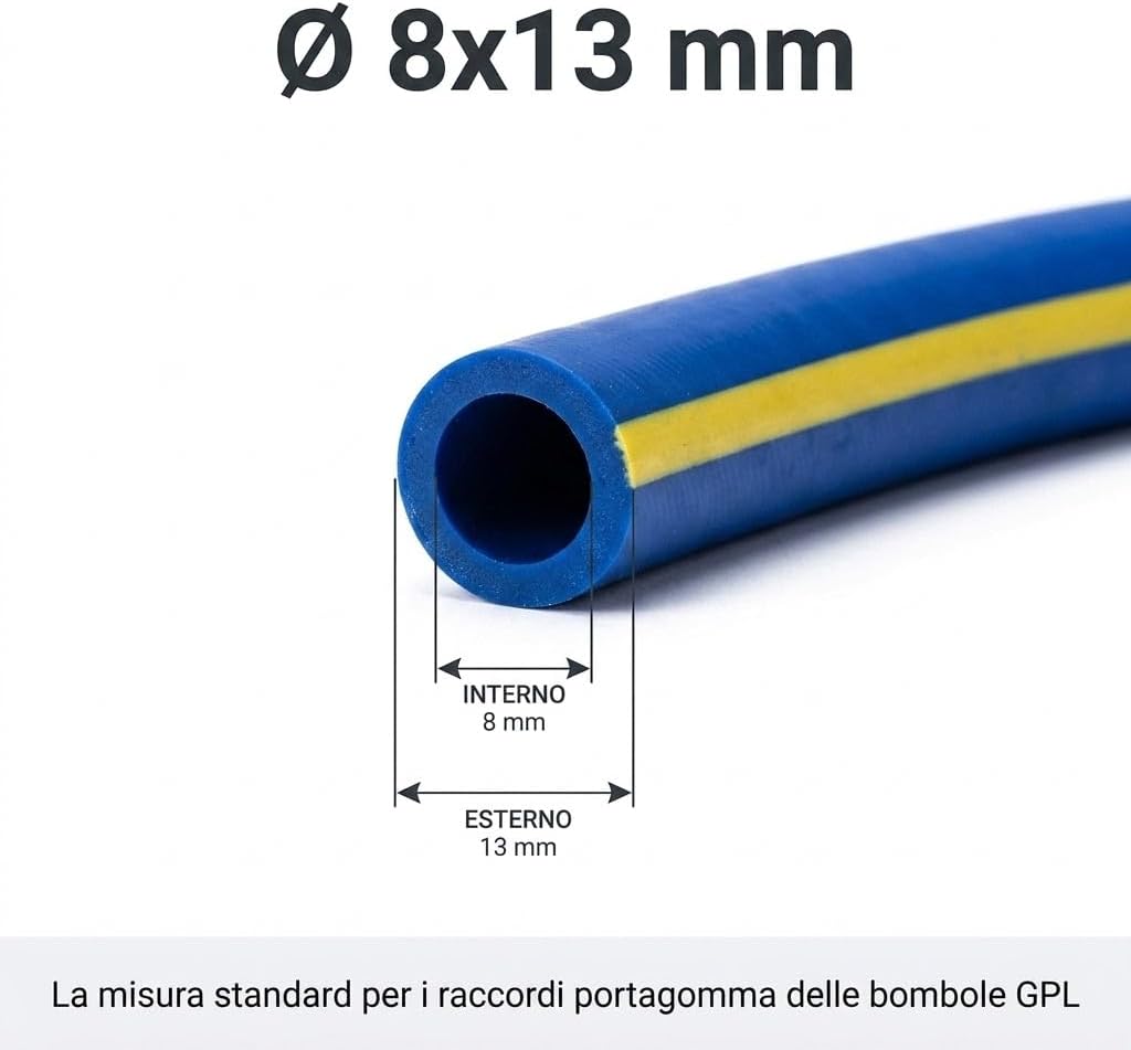 Tubo per Gas GPL Ø 8x13 mm Flessibile Varie Lunghezze 3m–20m con Fascette di Fissaggio Omaggio per Bombola e Impianti Gas - Lemag srl